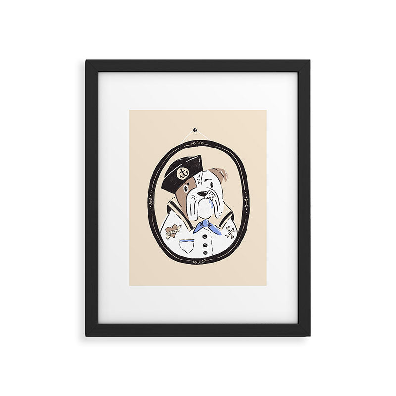 English Bulldog Sailor Illustration Framed Art Print Gallery Image 5