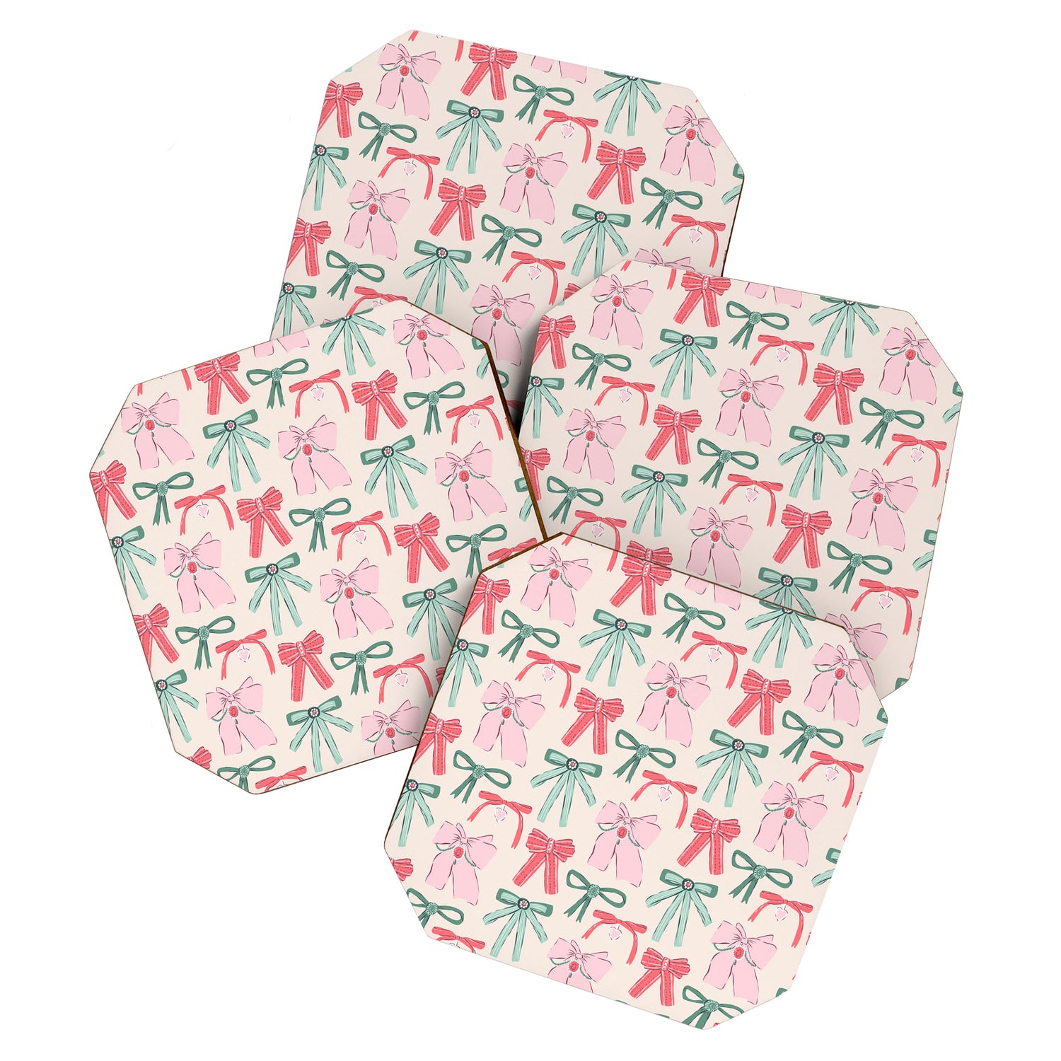 Fancy Christmas Ribbons and Bows Coaster Gallery Image 1