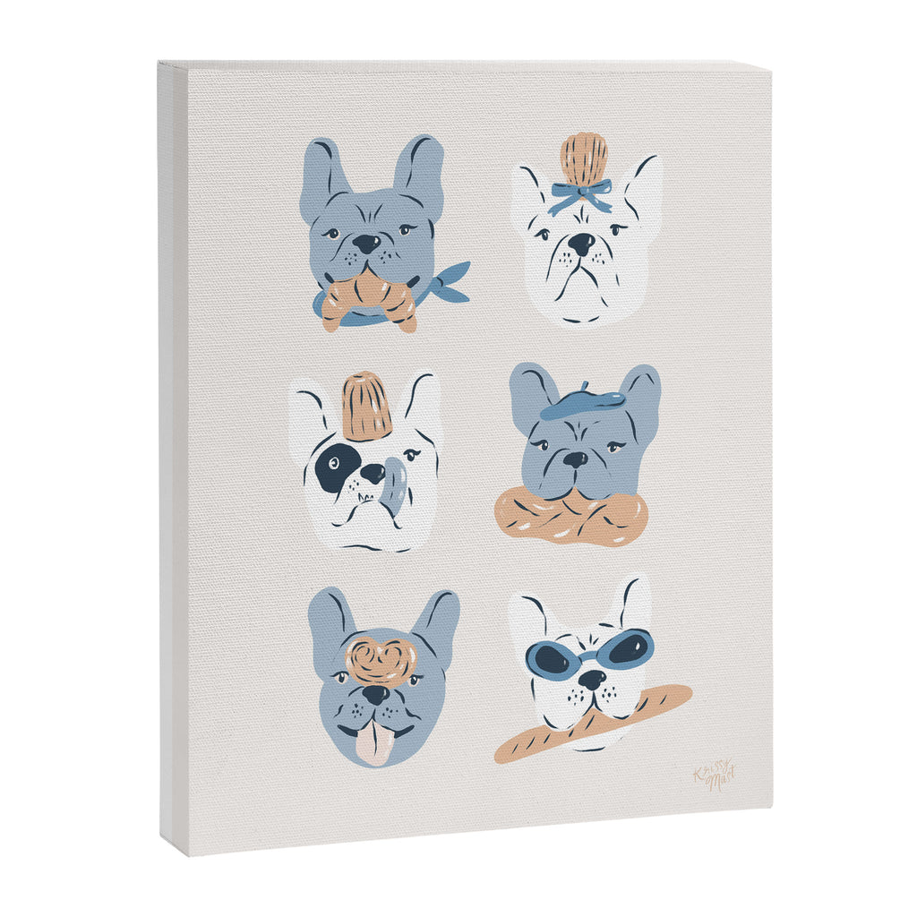 French Bulldogs with Pastries in Blue Canvas Print Gallery Image 8