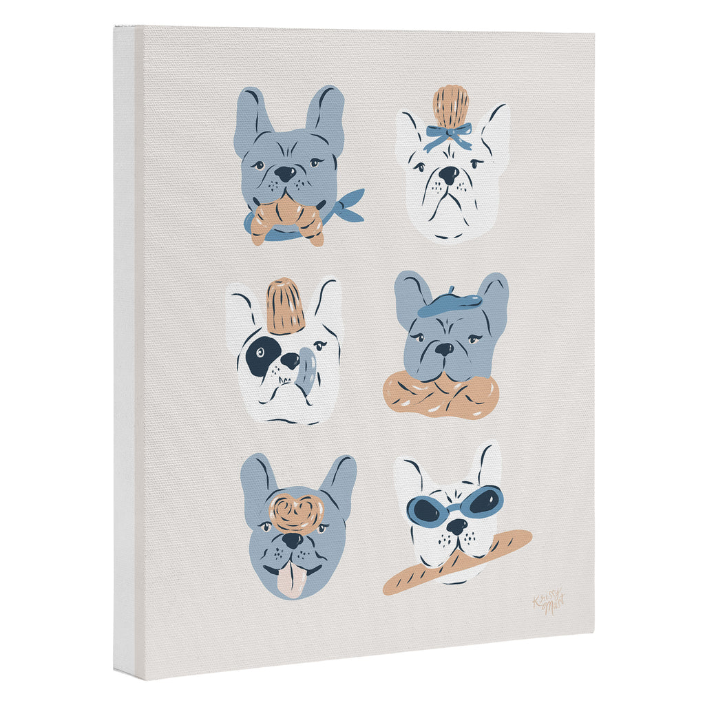 French Bulldogs with Pastries in Blue Canvas Print Gallery Image 3