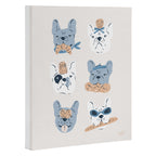 French Bulldogs with Pastries in Blue Canvas Print Gallery Image 3