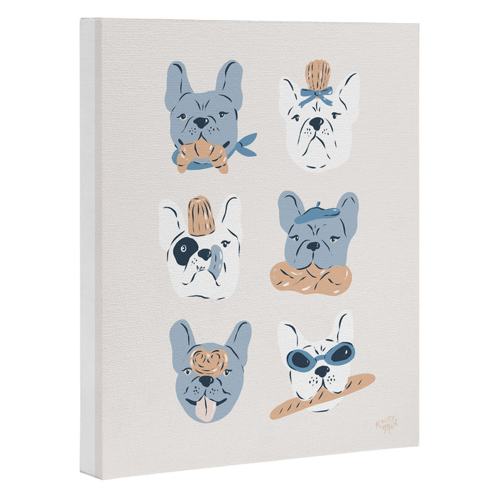 French Bulldogs with Pastries in Blue Canvas Print Gallery Image 1