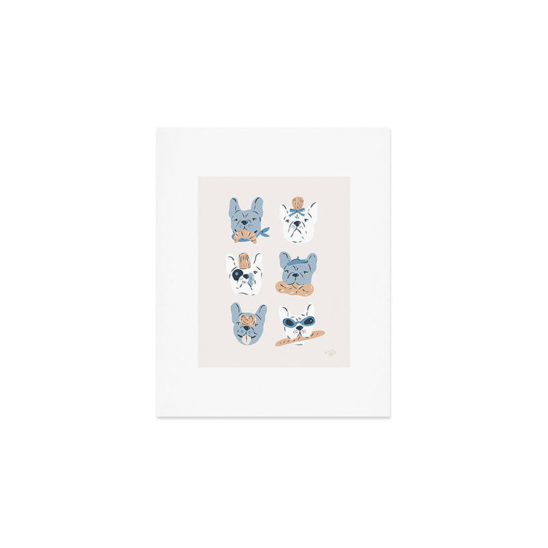 French Bulldogs with Pastries in Blue Art Print Gallery Image 1