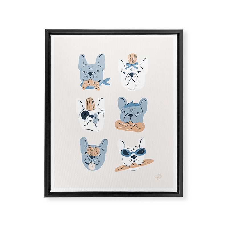 French Bulldogs with Pastries in Blue Framed Canvas Print Gallery Image 8