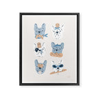 French Bulldogs with Pastries in Blue Framed Canvas Print Gallery Image 8