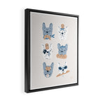 French Bulldogs with Pastries in Blue Framed Canvas Print Gallery Image 2