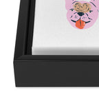 French Bulldogs with Pastries in Pink Framed Canvas Print Gallery Image 3