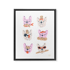 French Bulldogs with Pastries in Pink Framed Canvas Print Gallery Image 6
