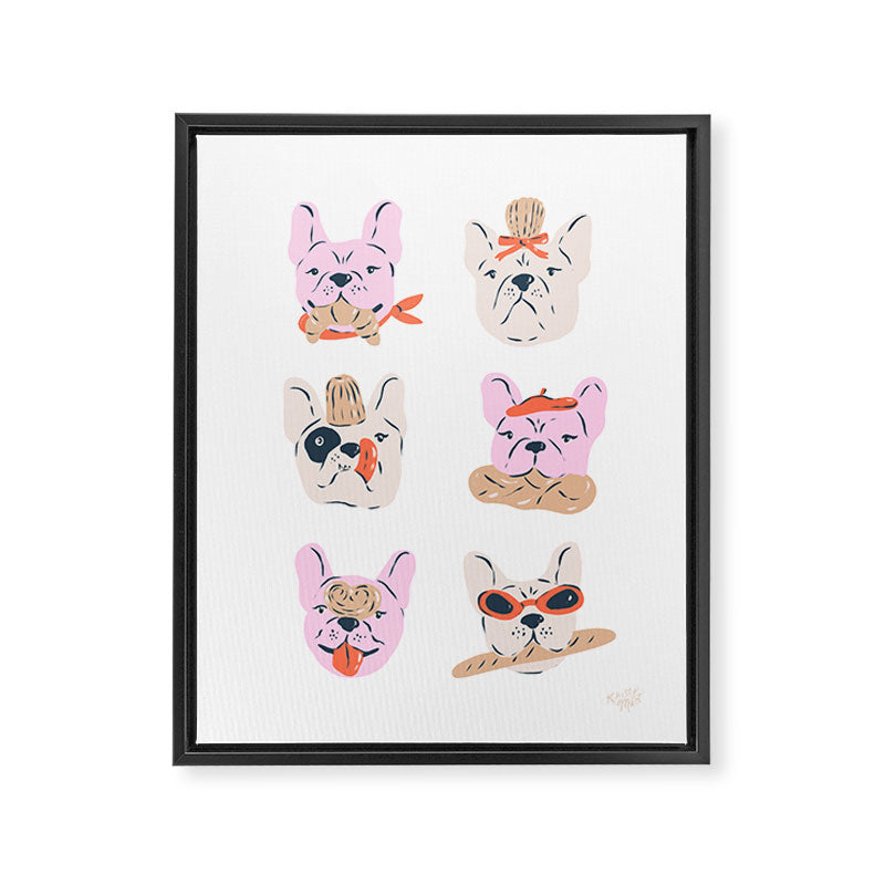 French Bulldogs with Pastries in Pink Framed Canvas Print Gallery Image 6