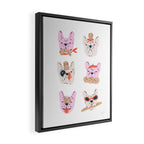 French Bulldogs with Pastries in Pink Framed Canvas Print Gallery Image 2