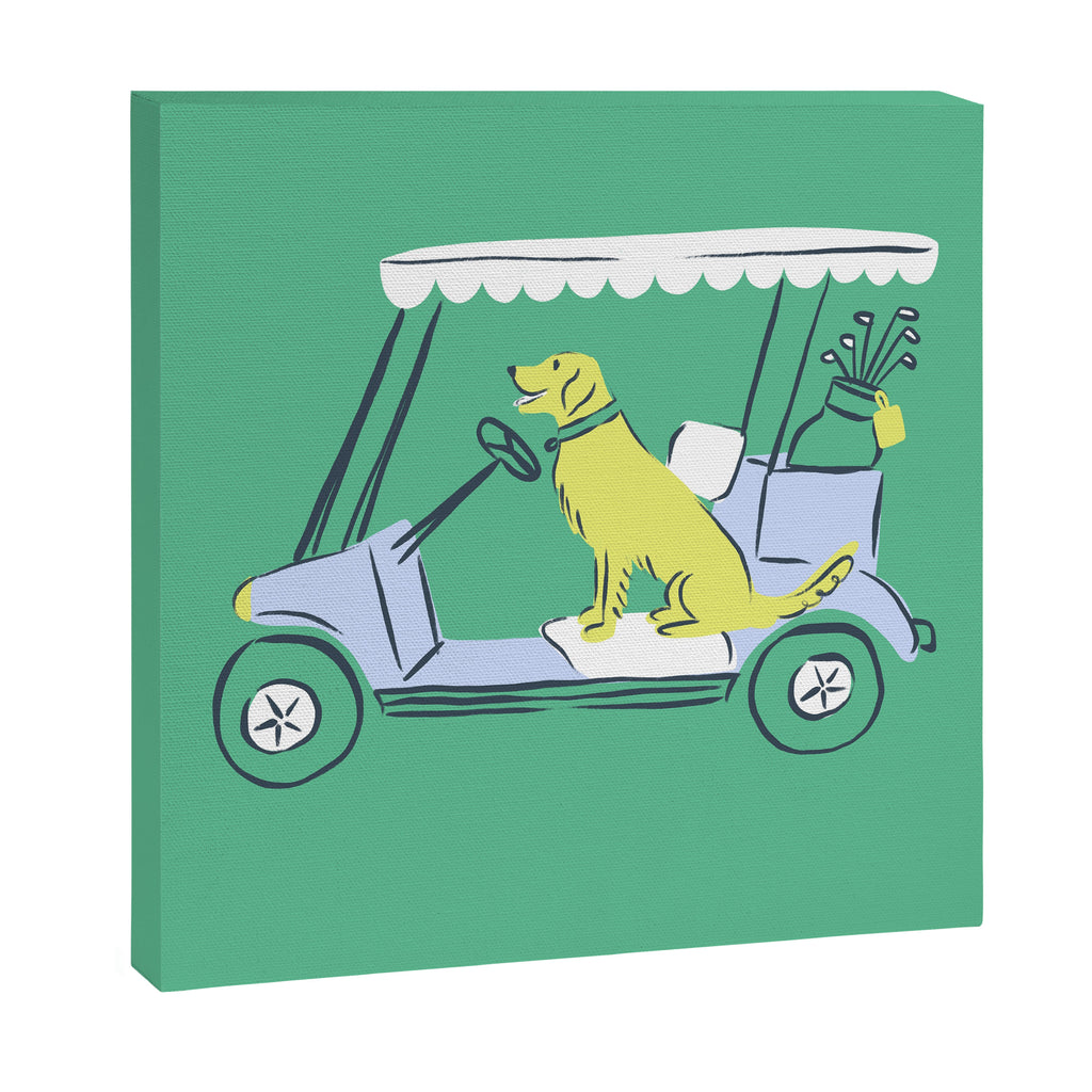 Golf Cart Golden Retriever Canvas Print Gallery Image 3