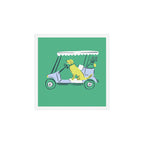 Golf Cart Golden Retriever Art Print Gallery Image 1