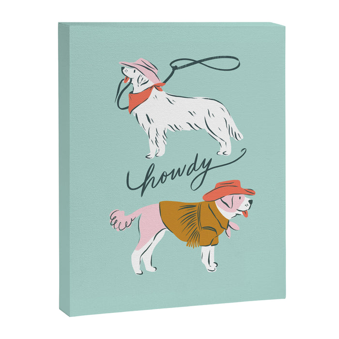 Howdy Western Cowboy Dogs Canvas Print Gallery Image 1