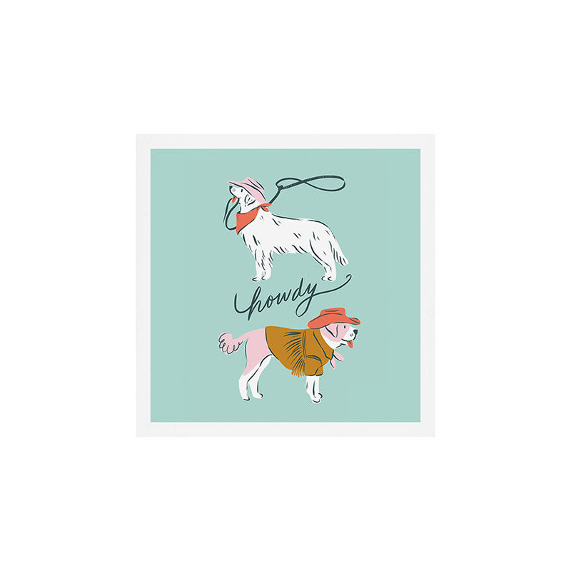 Howdy Western Cowboy Dogs Art Print Gallery Image 1