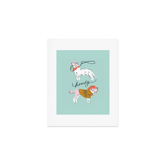Howdy Western Cowboy Dogs Art Print Gallery Image 1