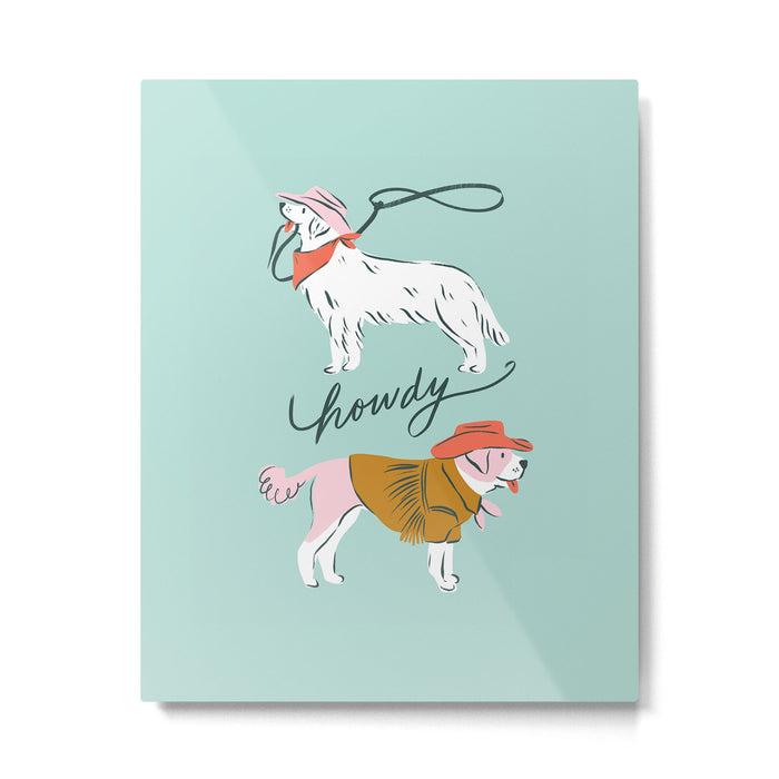 Howdy Western Cowboy Dogs Metal Print Gallery Image 1