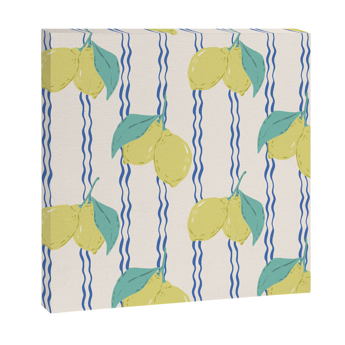 Lemons with Wavy Stripe Canvas Print Gallery Image 1