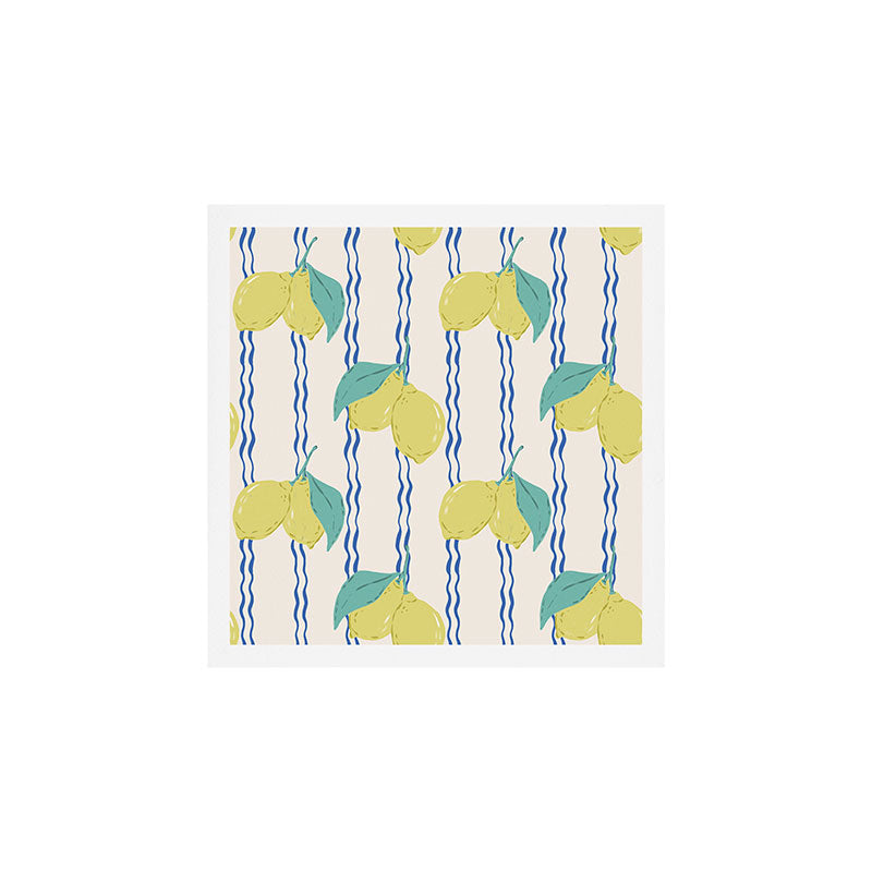 Lemons with Wavy Stripe Art Print Gallery Image 1