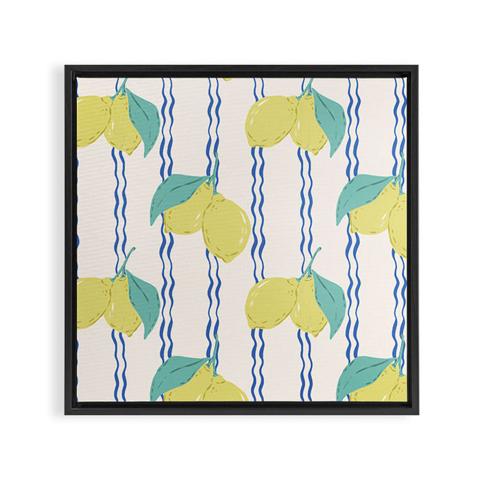 Lemons with Wavy Stripe Framed Canvas Print Gallery Image 1