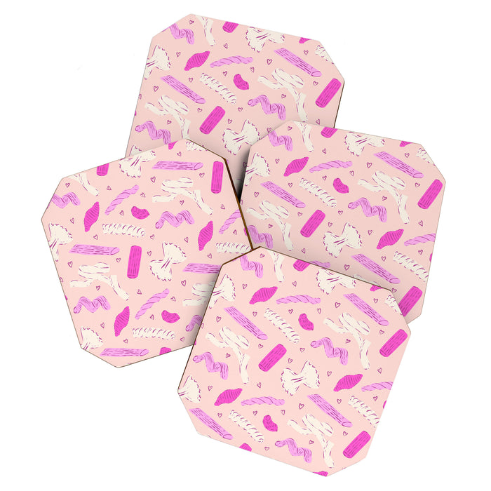Pasta Noodles in Pink  Coaster Gallery Image 1
