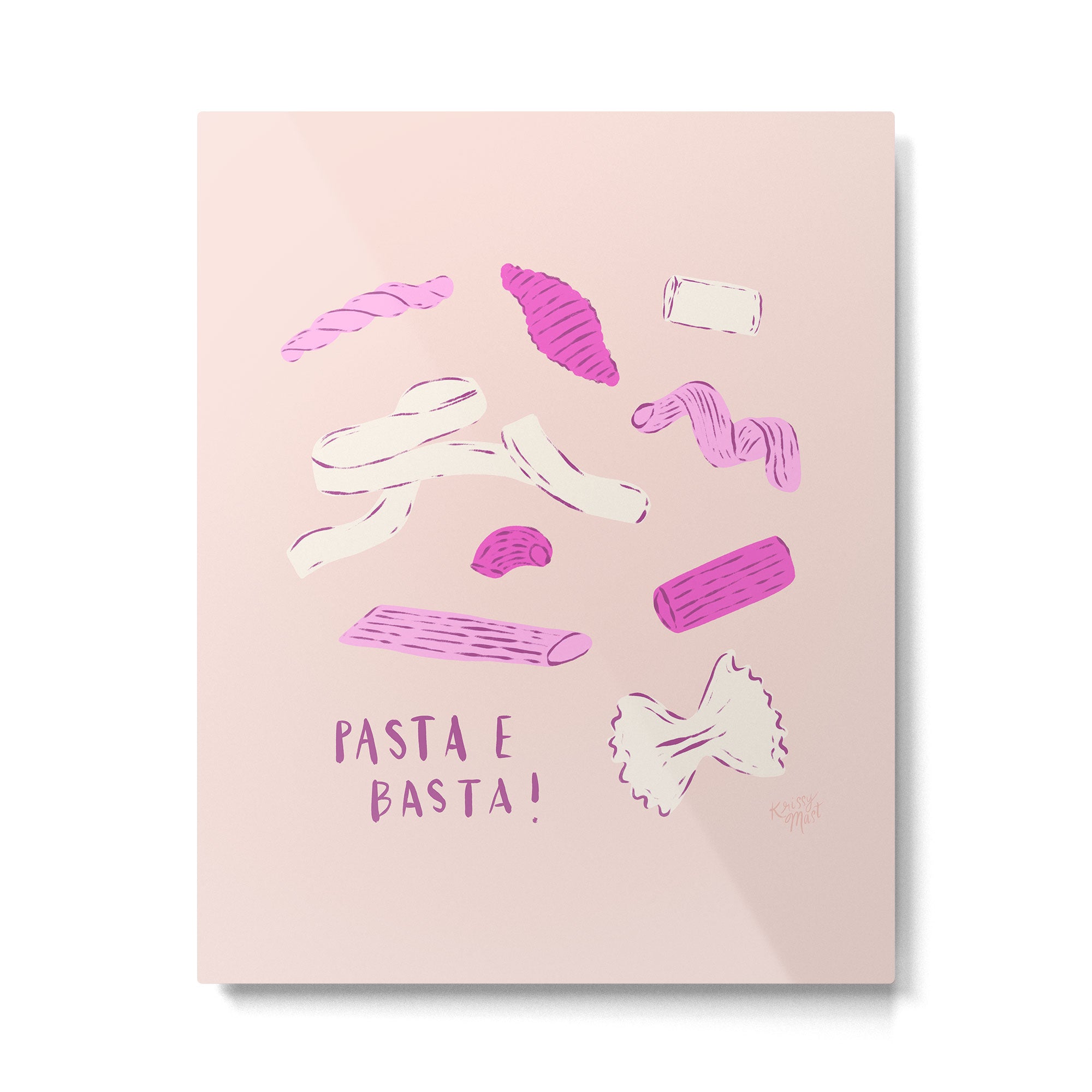 Pasta Noodles in Pink  Metal Print Gallery Image 4