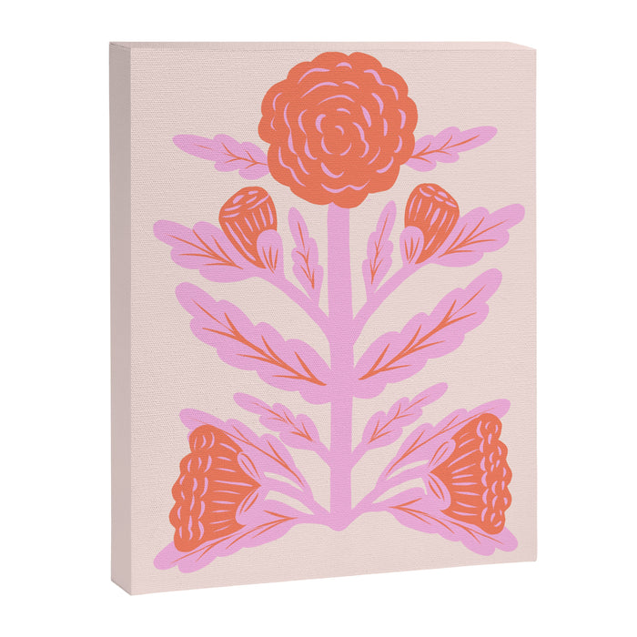 Pink and Red Flower Block Print Illustration Canvas Print Gallery Image 1