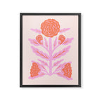 Pink and Red Flower Block Print Illustration Framed Canvas Print Gallery Image 6