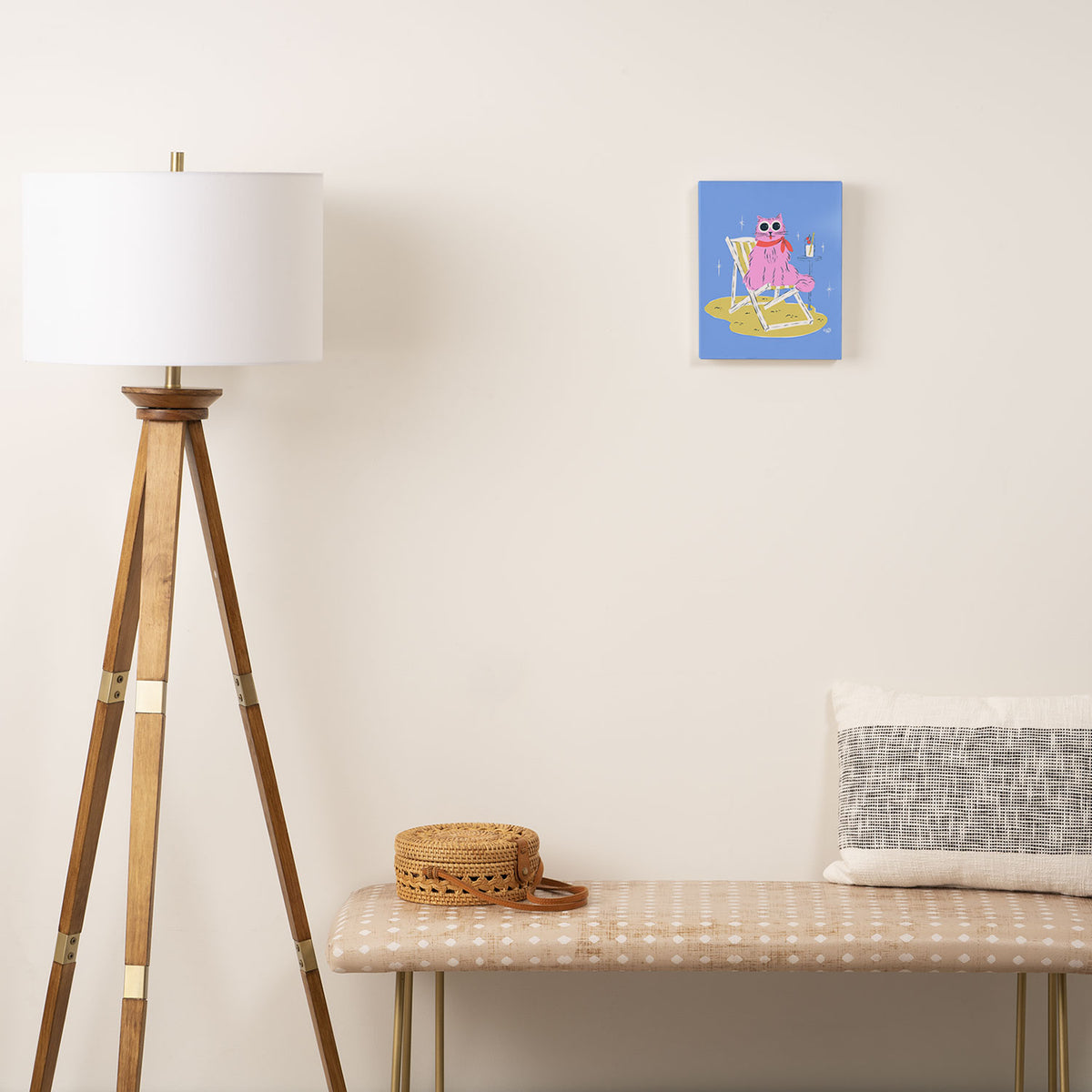Pink Summer Cat  Canvas Print Gallery Image 2
