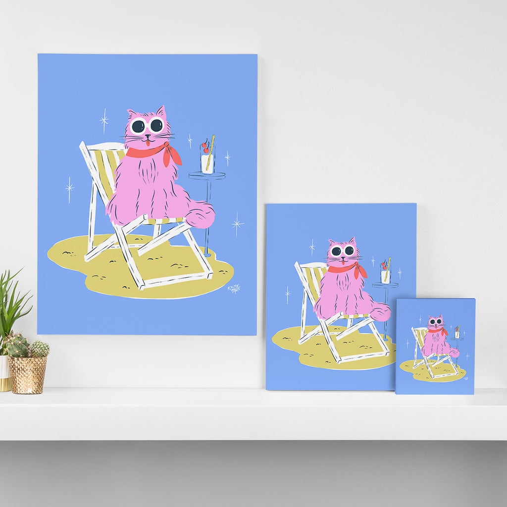 Pink Summer Cat  Canvas Print Gallery Image 3