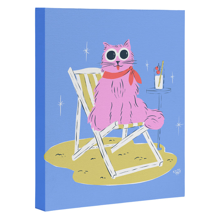 Pink Summer Cat  Canvas Print Gallery Image 1