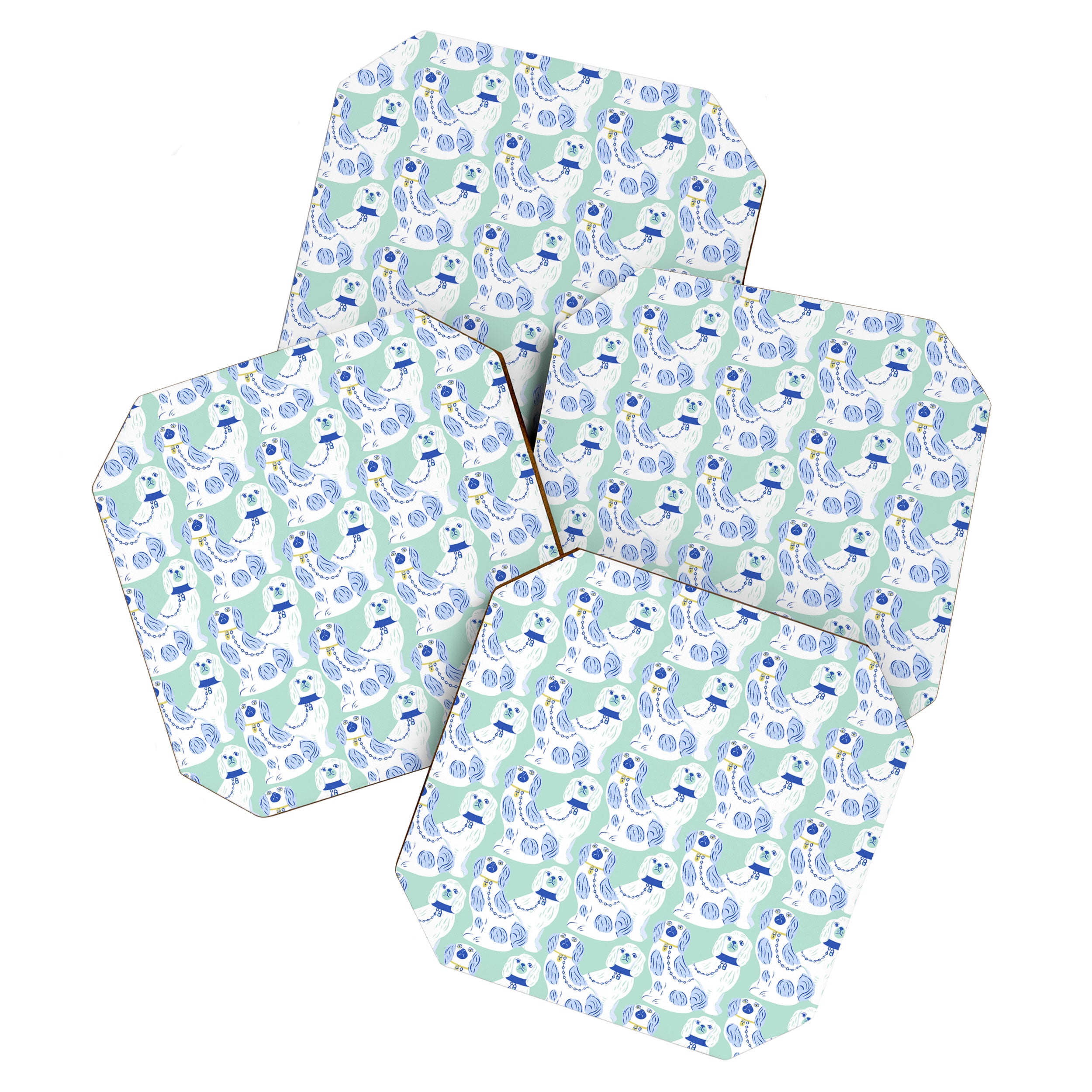 Staffordshire Dogs in Teal and Blue Coaster Gallery Image 1