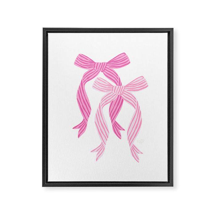 striped bows in pink Framed Canvas Print Gallery Image 1