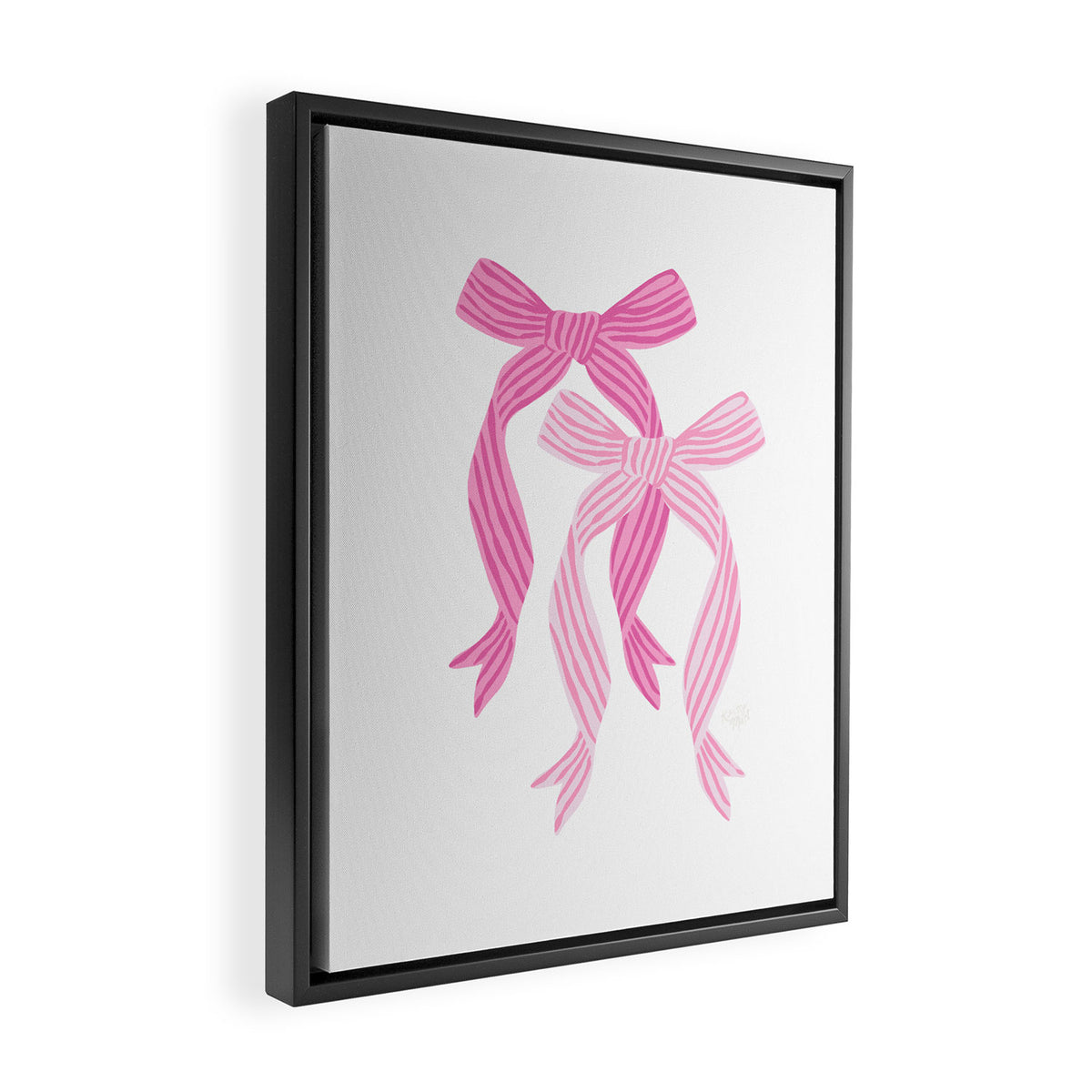 striped bows in pink Framed Canvas Print Gallery Image 2