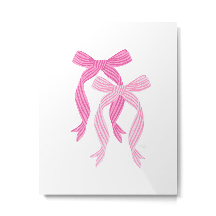 striped bows in pink Metal Print Gallery Image 1