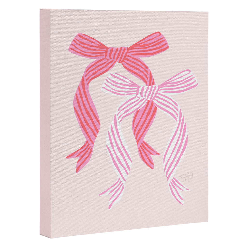 Striped Bows in Pinks Canvas Print Gallery Image 3