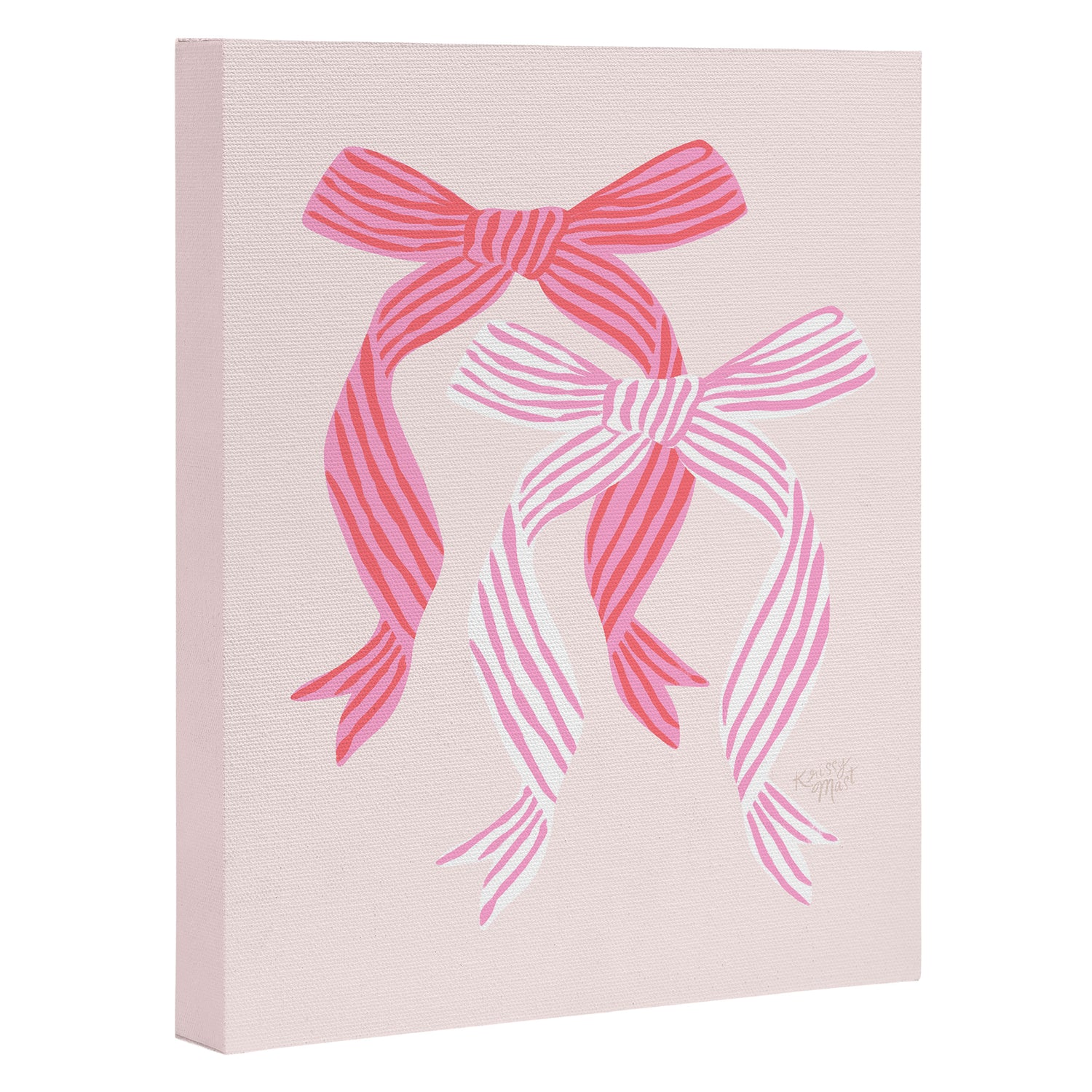 Striped Bows in Pinks Canvas Print Gallery Image 3