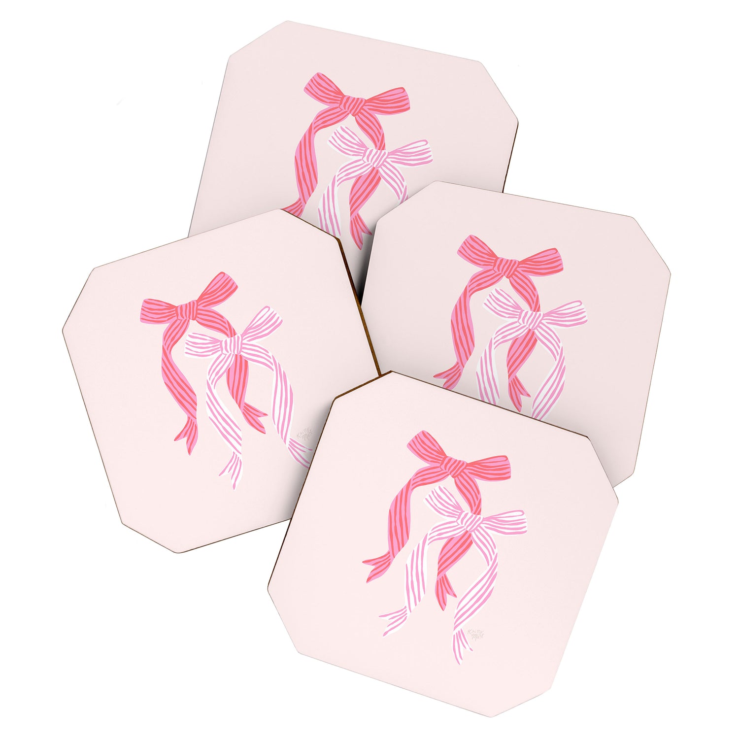 Striped Bows in Pinks Coaster Gallery Image 1
