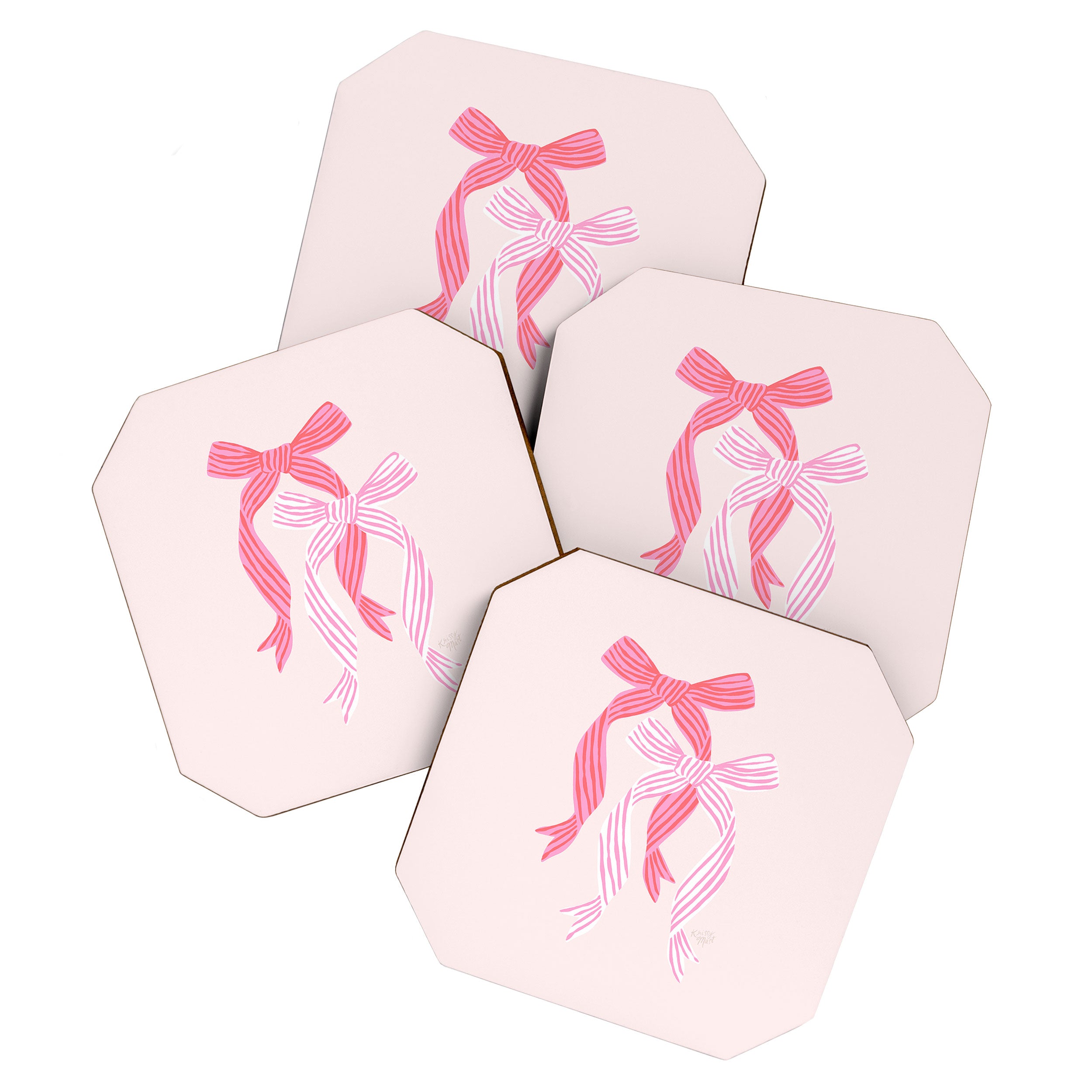 Striped Bows in Pinks Coaster Gallery Image 1