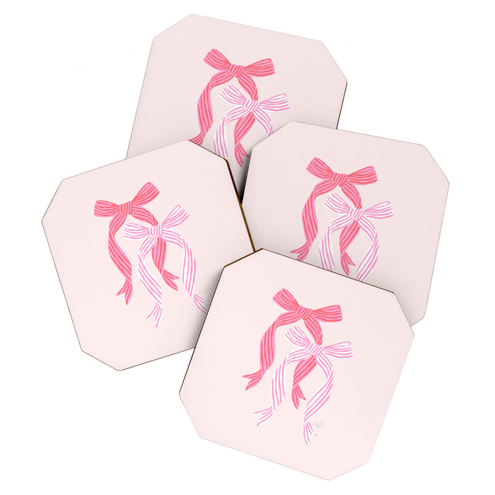 Striped Bows in Pinks Coaster Gallery Image 1