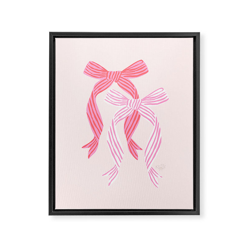 Striped Bows in Pinks Framed Canvas Print Gallery Image 6