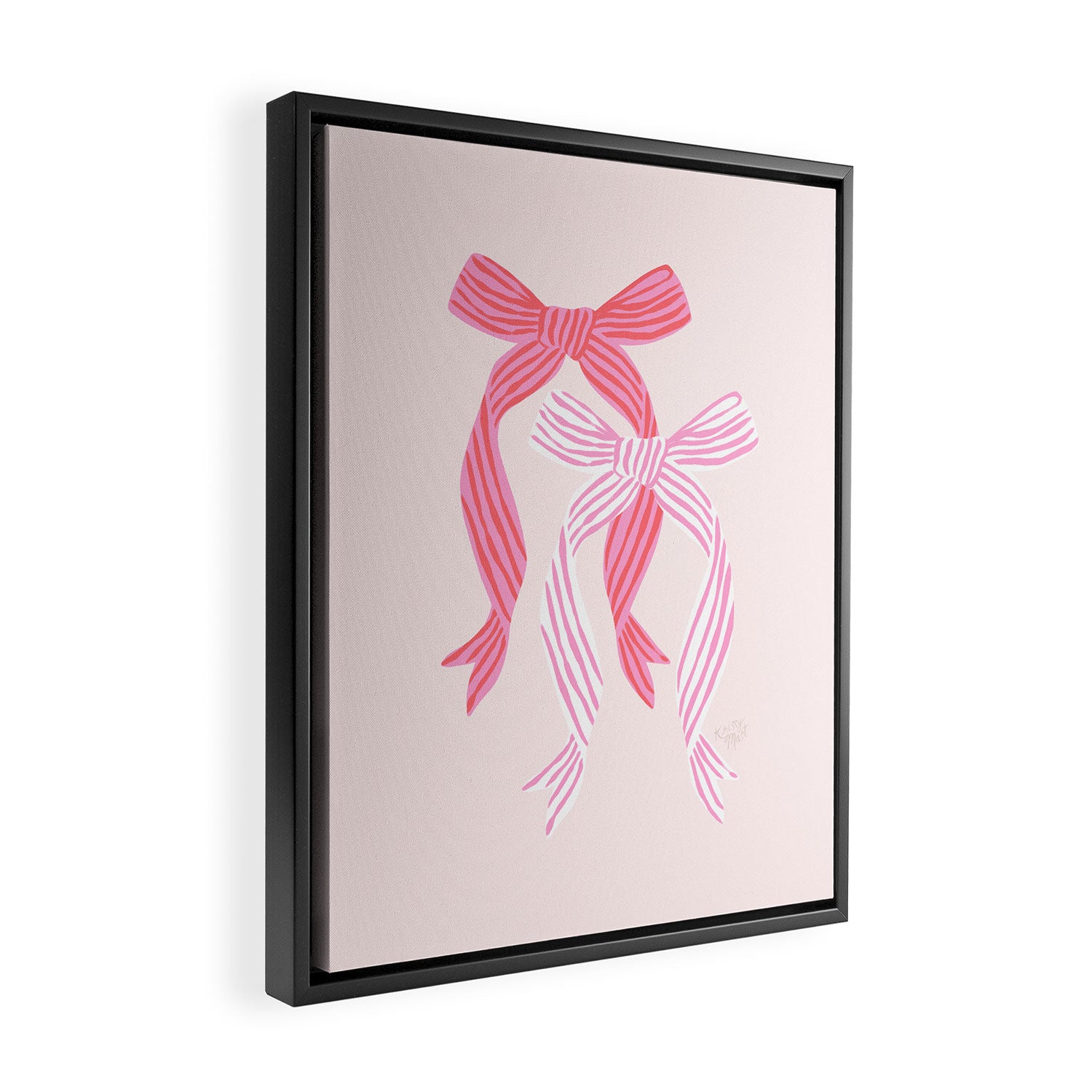 Striped Bows in Pinks Framed Canvas Print Gallery Image 2