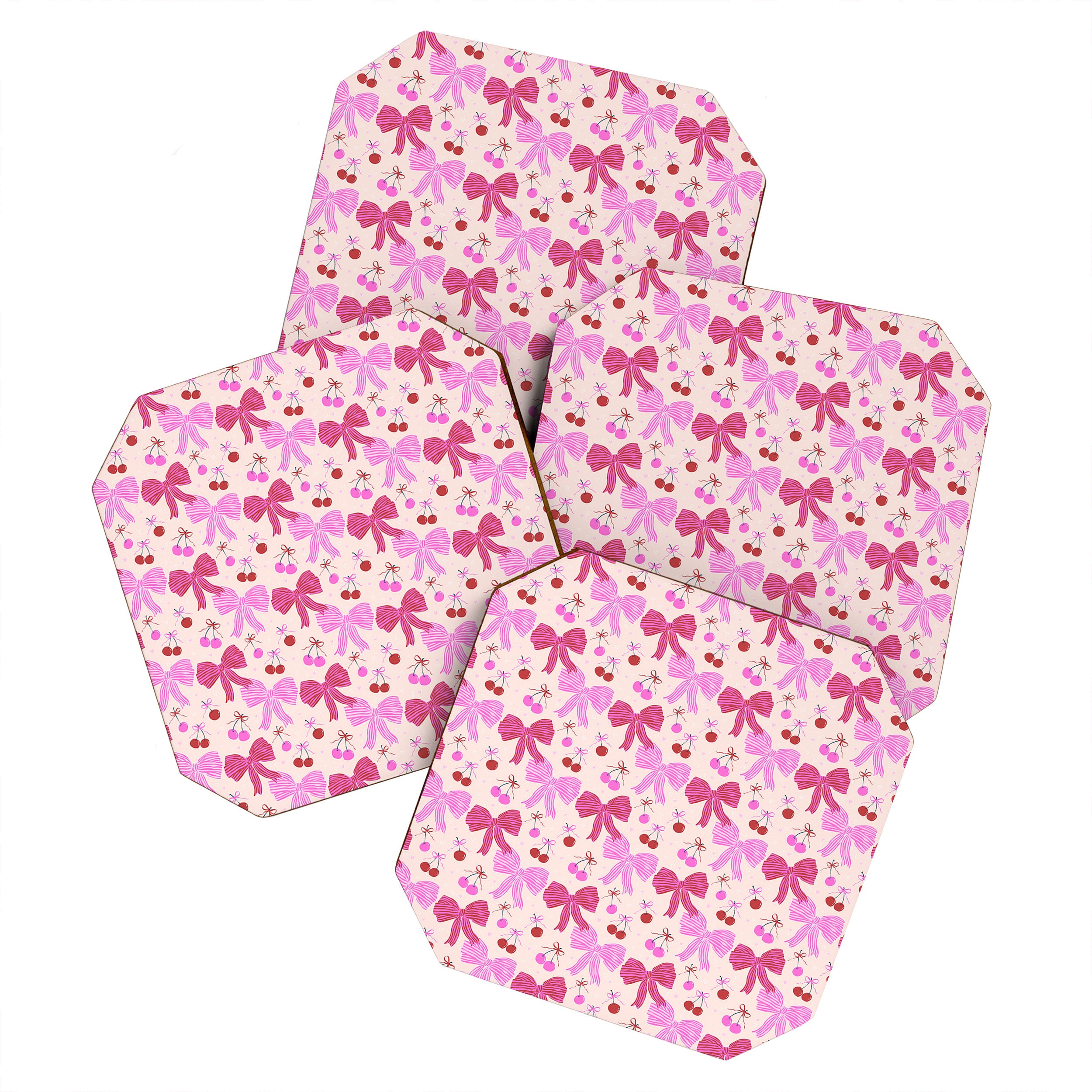 Striped Bows with Cherries  Coaster Gallery Image 1