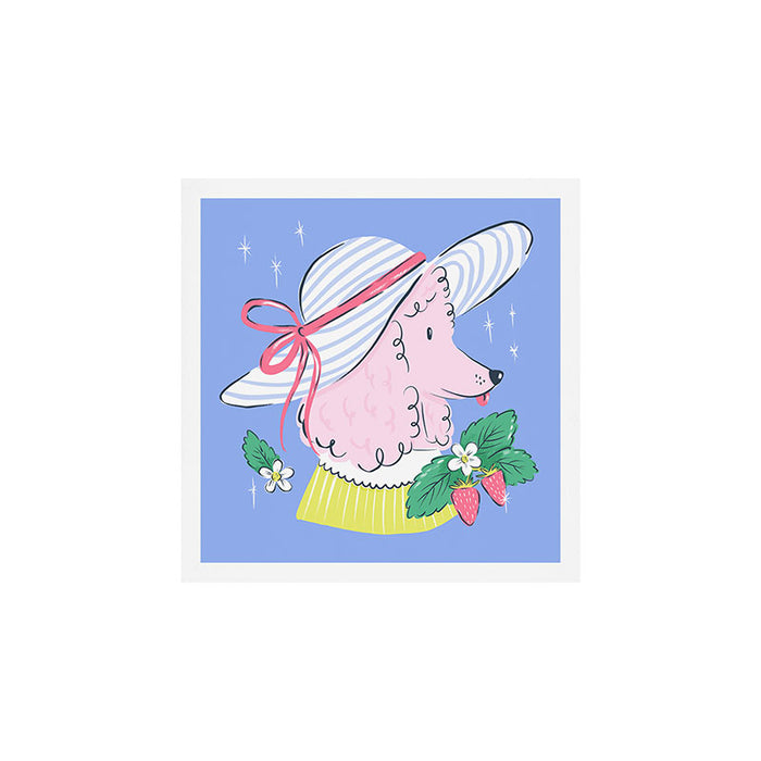 Summer Poodle with Strawberries Art Print Gallery Image 1
