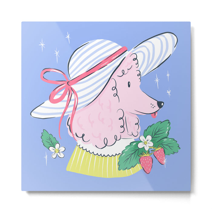 Summer Poodle with Strawberries Metal Print Gallery Image 1