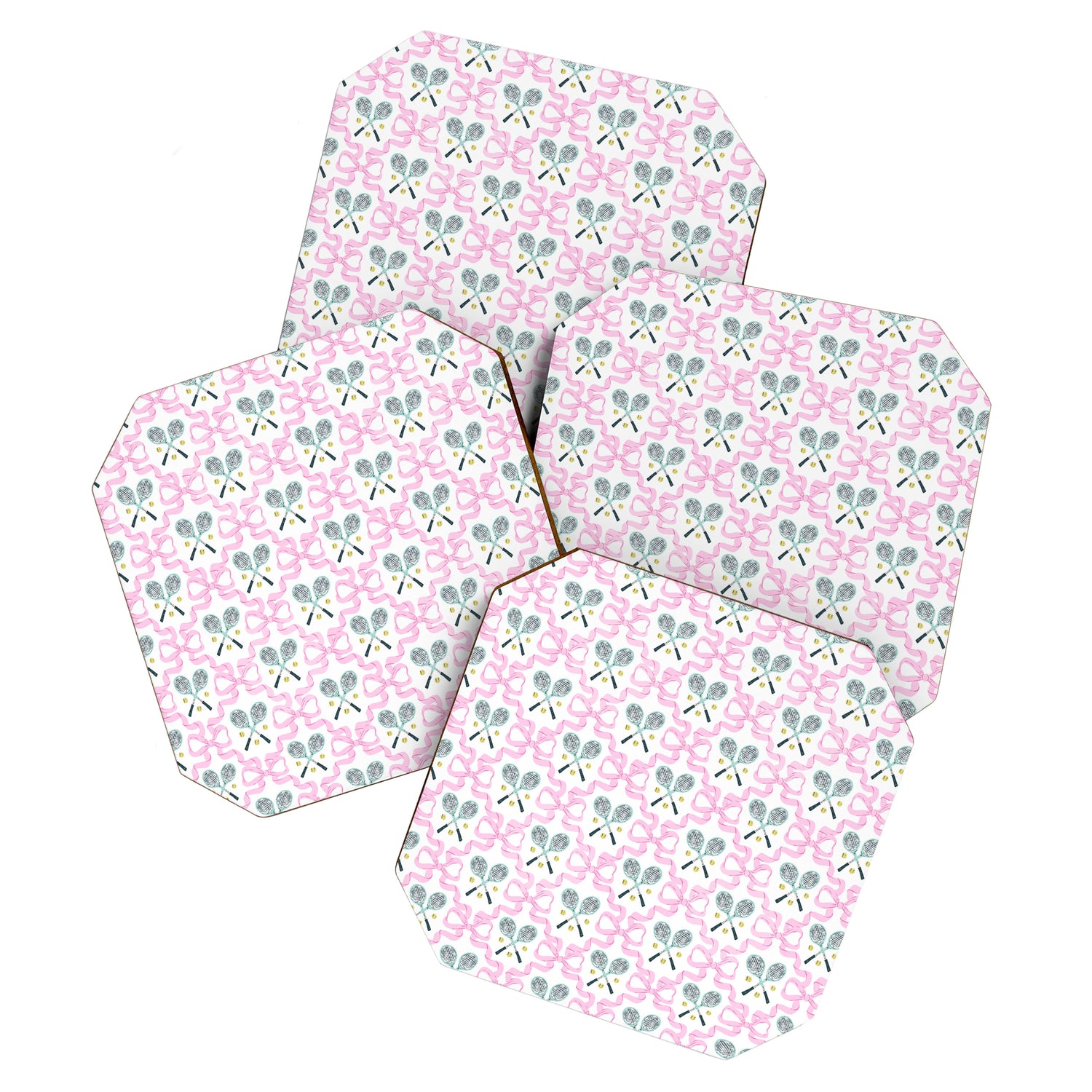 Tennis Trellis Bows in Pink Coaster Gallery Image 1