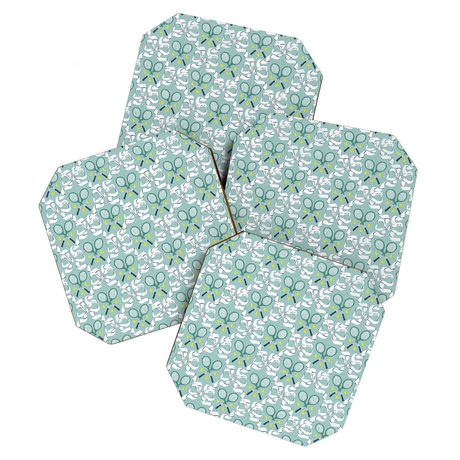 Tennis Trellis Bows in Teal Coaster Gallery Image 1