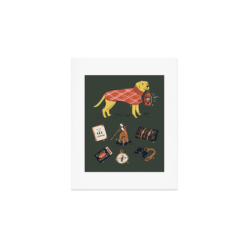 Vintage Camping Labrador Dog  Art Print Gallery Image 1