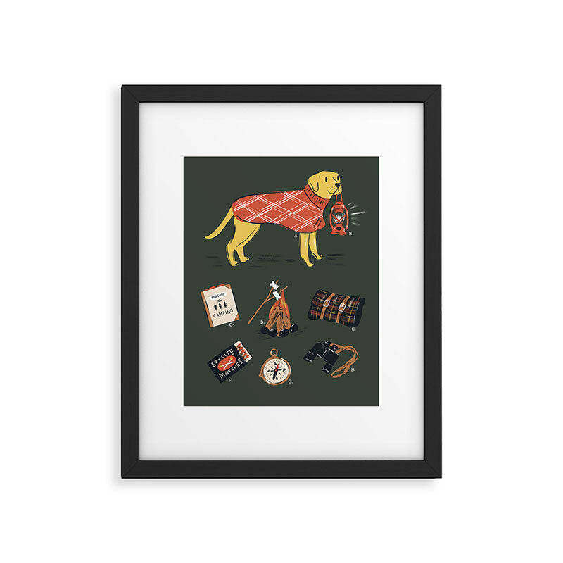 Vintage Camping Labrador Dog  Framed Art Print Gallery Image 6