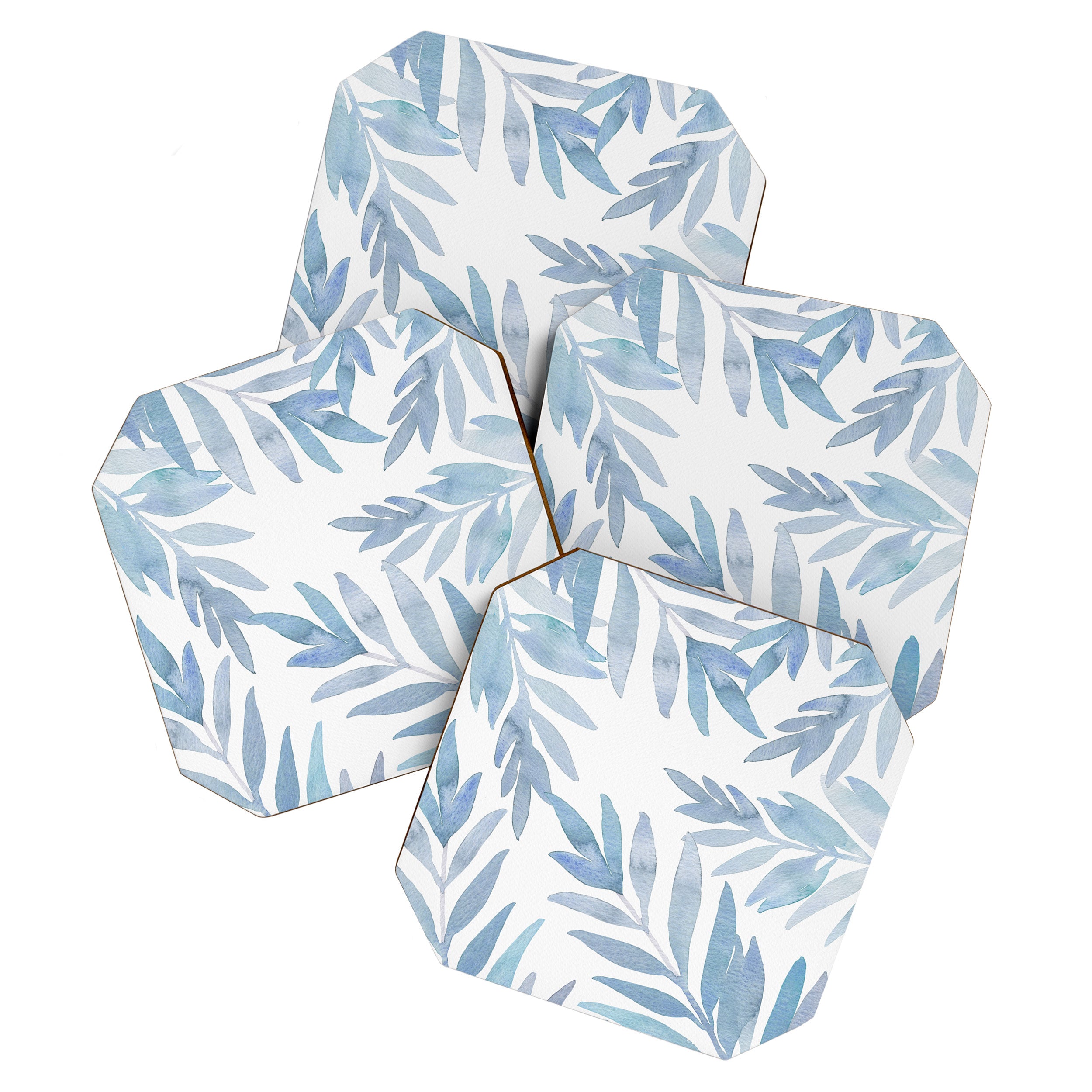 Muted Blue Palm Leaves Coaster Gallery Image 1