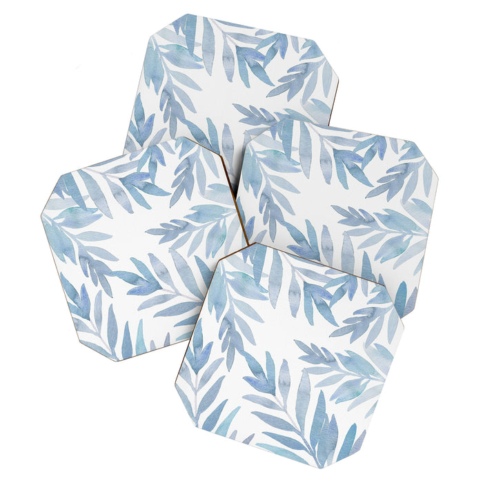 Muted Blue Palm Leaves Coaster Gallery Image 1